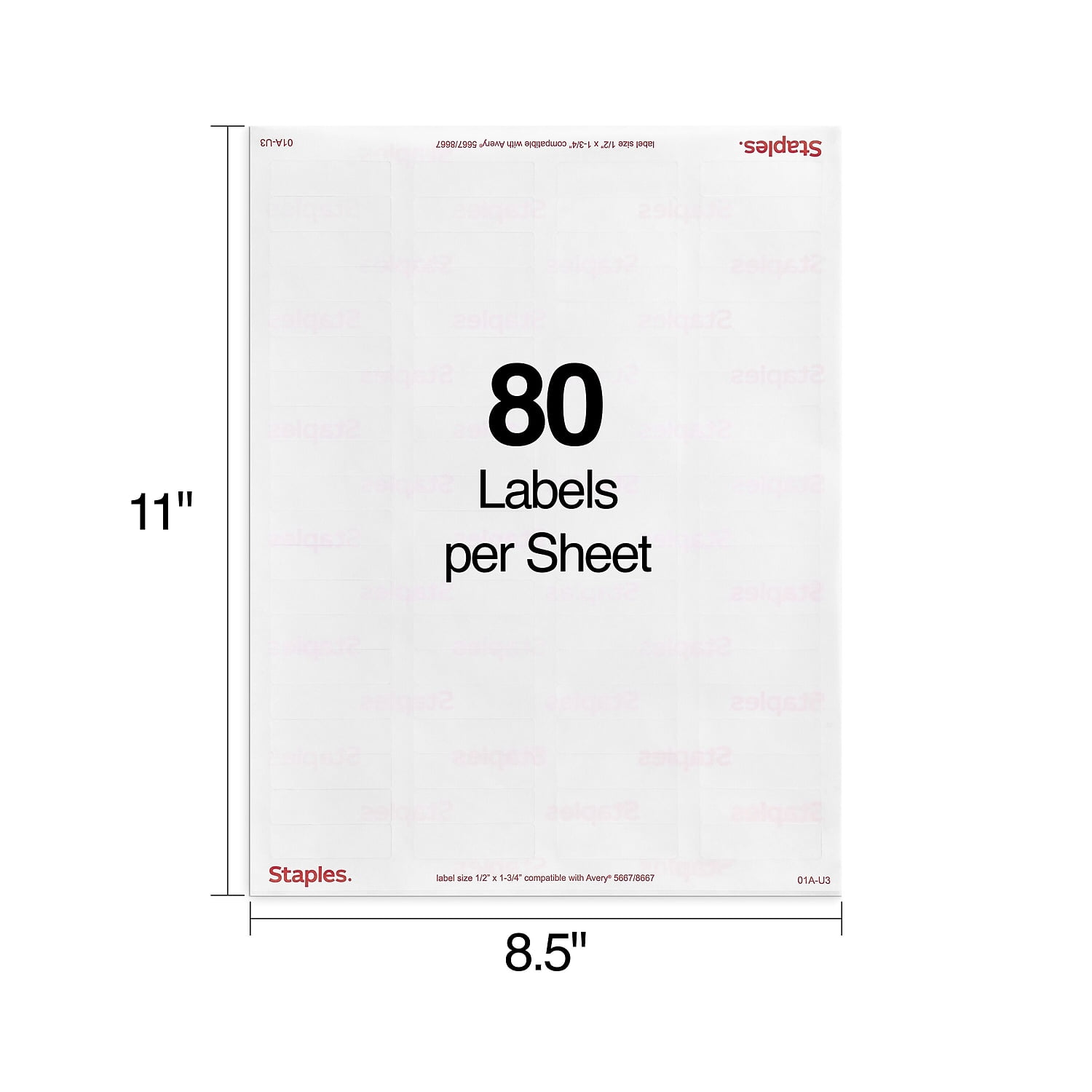 Staples Laser/Inkjet Address Labels 1/2" x 1 3/4" Clear 80 Labels/Sheet 573947
