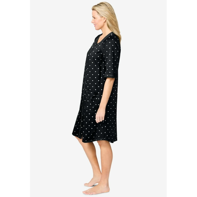 Dreams & Co. Women's Plus Size Short French Terry Zip-Front