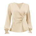 thumbnail image 7 of Wensltd Womens V Neck Satin Blouses Elegant Ruffled Long Sleeve Tops Casual Outfits Fashion Dressy Work Shirts, 7 of 7