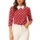 thumbnail image 1 of INSPIRAR CHIC Blusa de Mujer con Cuello Peter Pan en Contraste, Mangas 3/4, Talla XS, Rojo y Blanco, 1 of 7