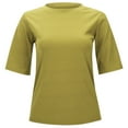 thumbnail image 3 of T-Shirt Court Basique Décontracté pour Femmes Col Rond Manches Courtes Ajusté pour Usage Quotidien avec Jeans Pantalons Jupes, 3 of 3