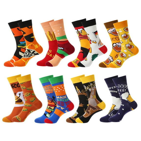 Fraobbg 6/8 Pack Pattern Dress Socks Art Oil Crazy Novelty Casual Crew Cotton Socks Christmas Gift