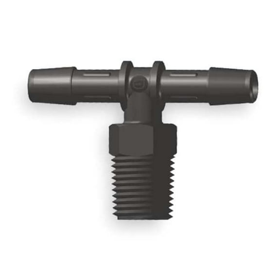 Eldon James Tee,Nylon,MNPT3/8",Barbed3/8",3/8",PK10 T6-6BN