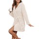 thumbnail image 1 of Women's Robes Short Plush Bathrobe Knee Length Warm Soft Jacquard Robe Winter House Coat with Pockets Rhodo XXL, 1 of 4