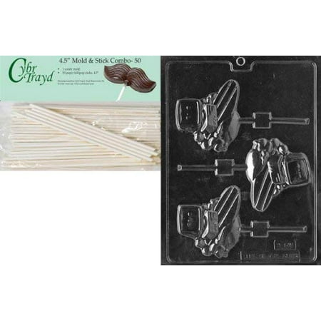 - Cybrtrayd 45St50-M145 Surfin' The Net Lolly Miscellaneous Chocolate Candy Mold with 50-Pack 4.5-Inch Lollipop Sticks