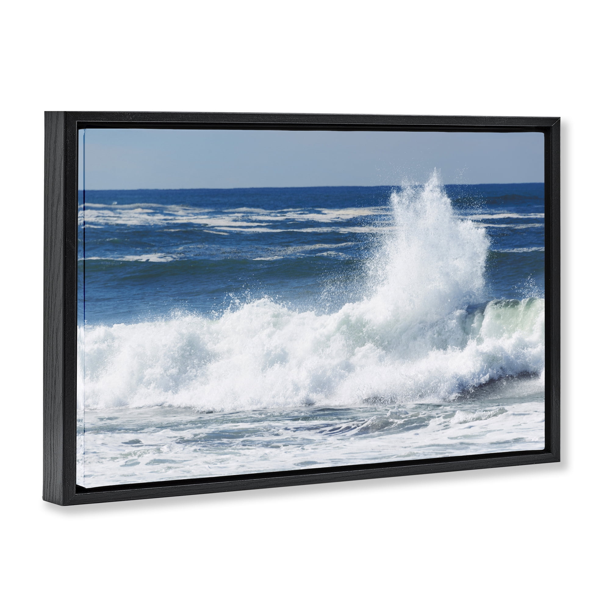 Stupell Industries Crashing Waves Splash Black Framed Floater Canvas Wall Art, design by JLM Photographs