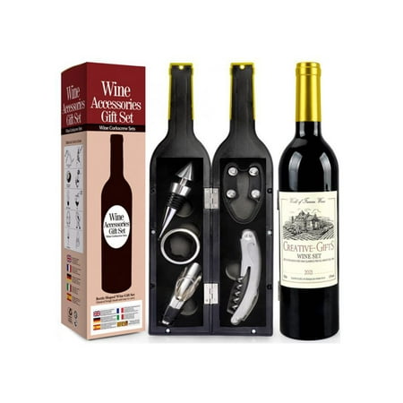 

5pcs/set Deluxe Wine Opener Accessories Gift Set - Wine Opener Stopper Drip Ring Foil Cutter and Powder