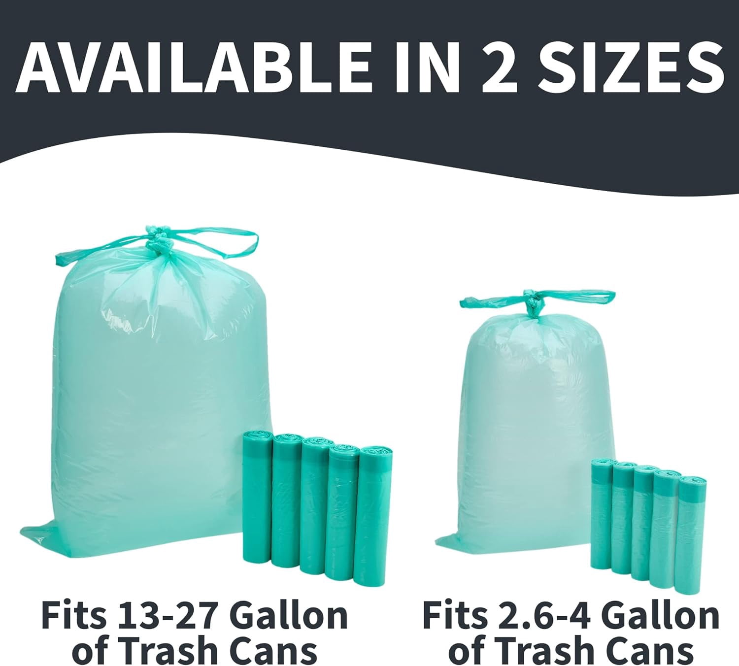 Sterline Eco-Friendly Trash Bags Code Q - 50PK 13-17 Gallon (50-65L) Biodegradable Garbage Bags - Compatible with SimpleHuman - Sustainable, Compostable, Heavy-Duty - Green Living Solution