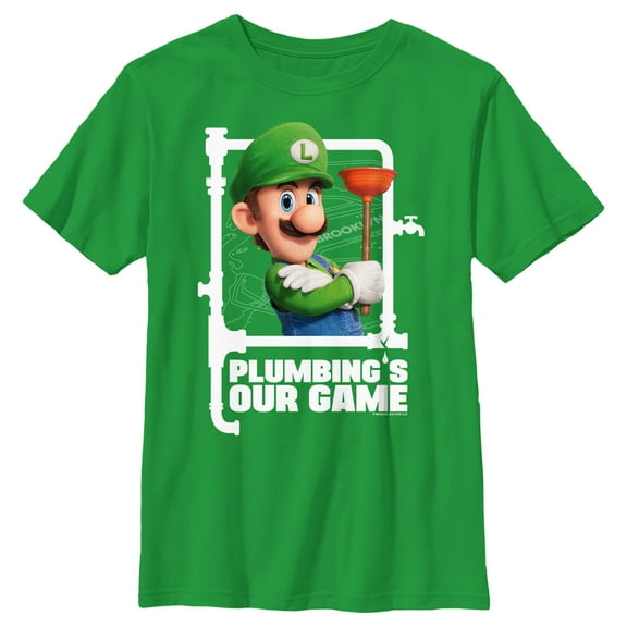 Boy's The Super Mario Bros. Movie Luigi Plumbing's Our Game Graphic Tee Kelly Green Small