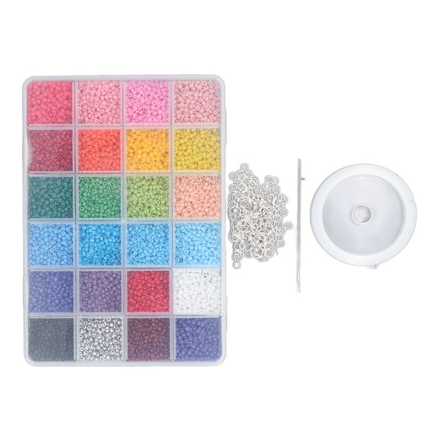 Cuentas artesanales, cuentas de pulsera, 24 rejillas, cuentas de semilla de vidrio, cuentas para hacer joyas, rendimiento probado Jadeshay A