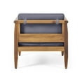 thumbnail image 5 of GDF Studio Bianca Outdoor Mid-Century Modern Acacia Wood Club Chair With Cushion, Set of 2, Teak and Dark Gray, 5 of 11