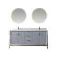 thumbnail image 2 of Vinnova Granada 72" White Faux Stone Top Double Vanity in Paris Gray w/ Mirror, 2 of 10