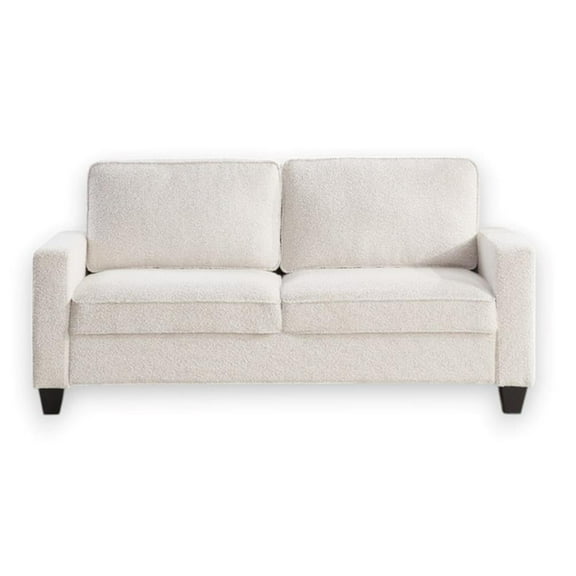 Maklaine 72.5"W Boucle Sofa with USB and Side Pockets in Beige