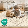 thumbnail image 4 of ODIKA 6'x9' Washable Area Rug Non-Slip, Easy Care, Boho Symmetrical Cream Farmhouse Motif Dotted Rows Contemporary for Family Room, Living Room, Master Bedroom, 4 of 7