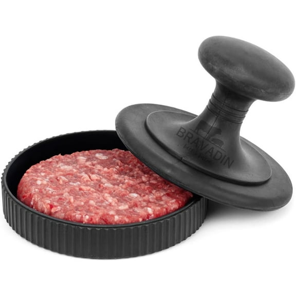 Silicone Non-Stick Hamburger Press Patty Maker 1/3 lb with 100 Papers for 4.5-6" Patties with Ring Mold- Dishwasher Safe Burger Smash Press for Griddle-Burger Shaper Form Tool