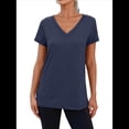 thumbnail image 2 of Camiseta Informal de Mujer con Cuello en V, Azul Marino, Talla XXL, 2 of 9