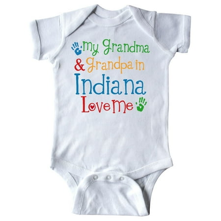 

Inktastic Indiana Grandma Grandpa Loves Me Gift Baby Boy or Baby Girl Bodysuit