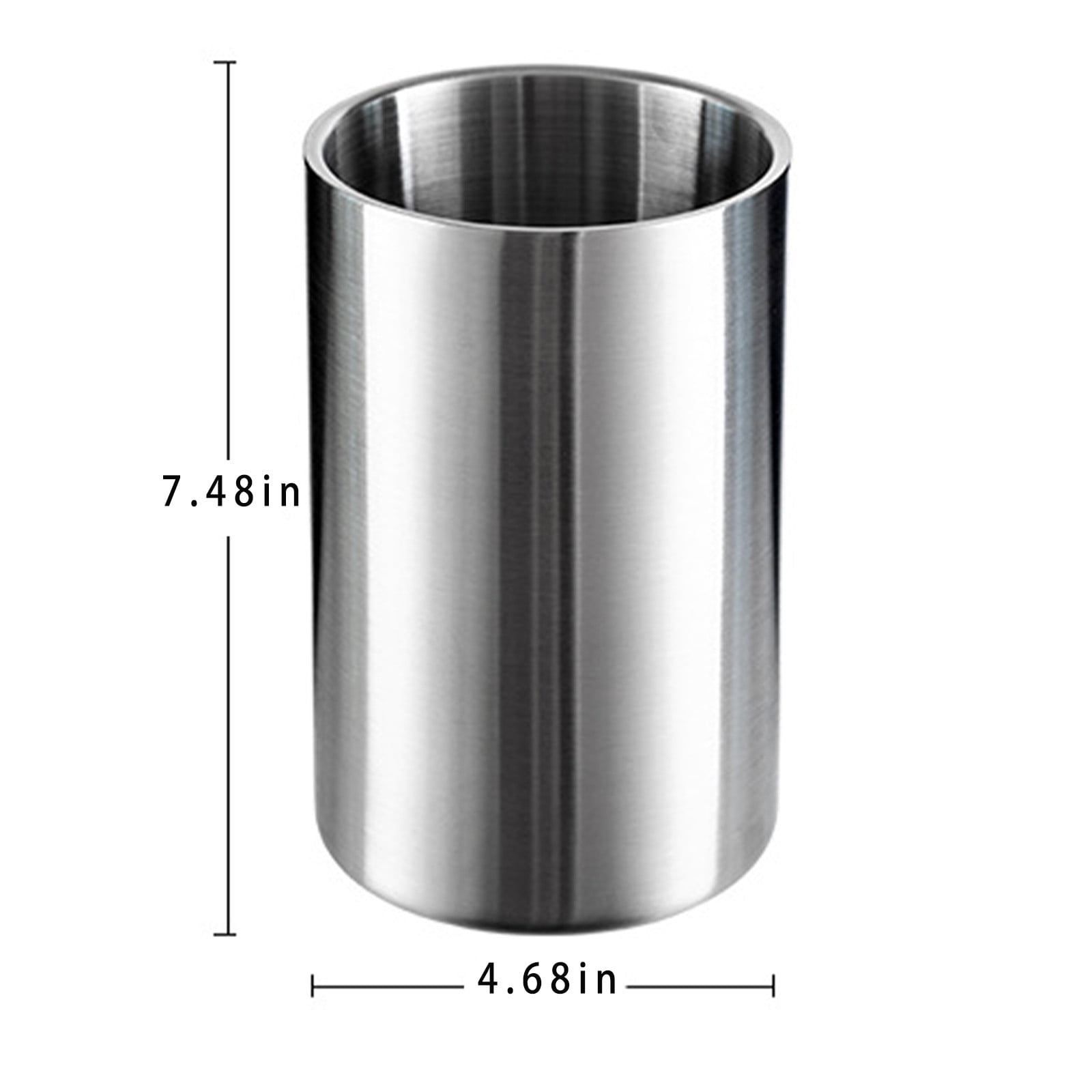 Stainless Steel Classic Round Ice Bucket | Drink Cooler Beverage Chiller for Wine Beer | Family Gathering Barware | 1.6L 101.4oz | Handle | Easy Clean | 4.68x7.48in Silver