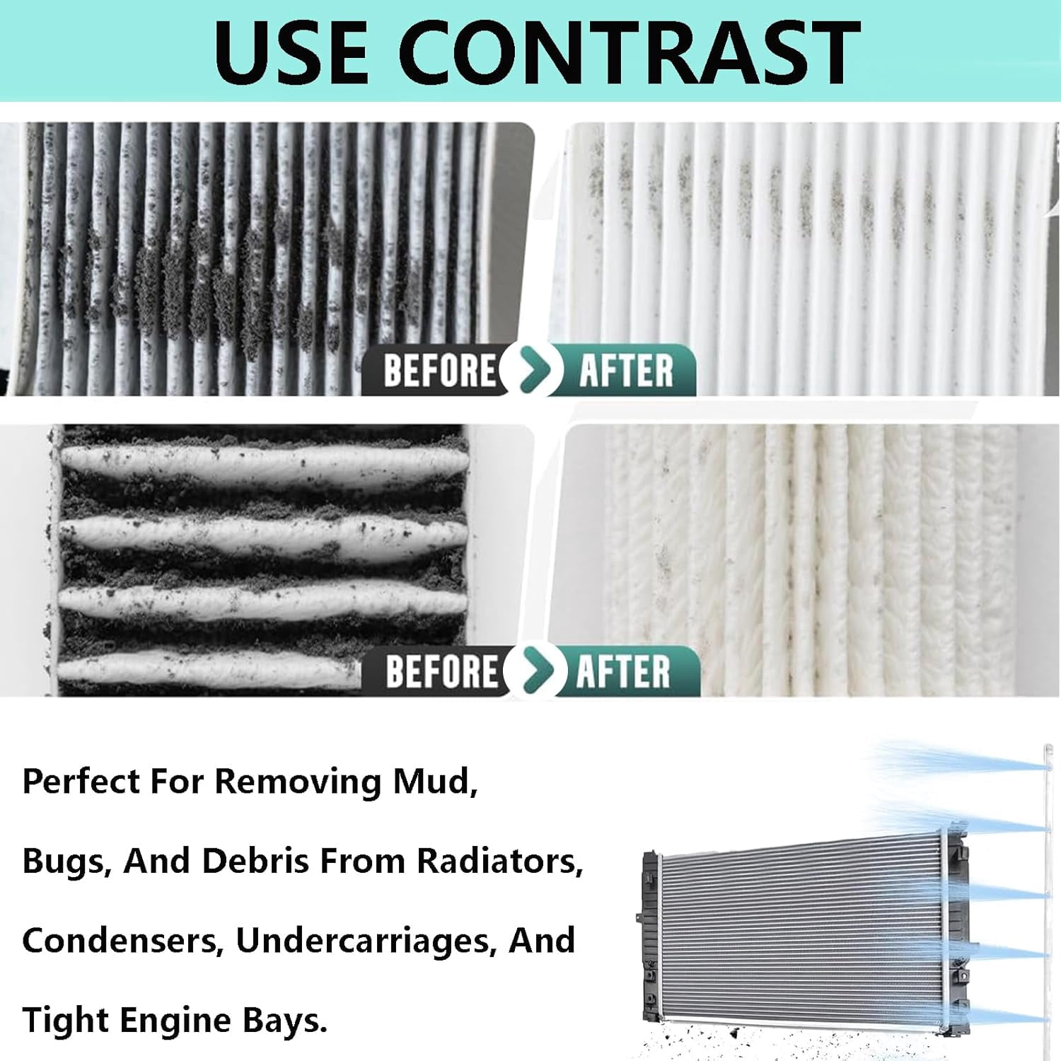 Radiator Cleaning Wand Tool, 4500 Psi Slim Fan Spray Nozzle, With Cleaning Brush and Quick Coupler for Automotive Radiators, Condensers, Hvac & Heavy Machinery