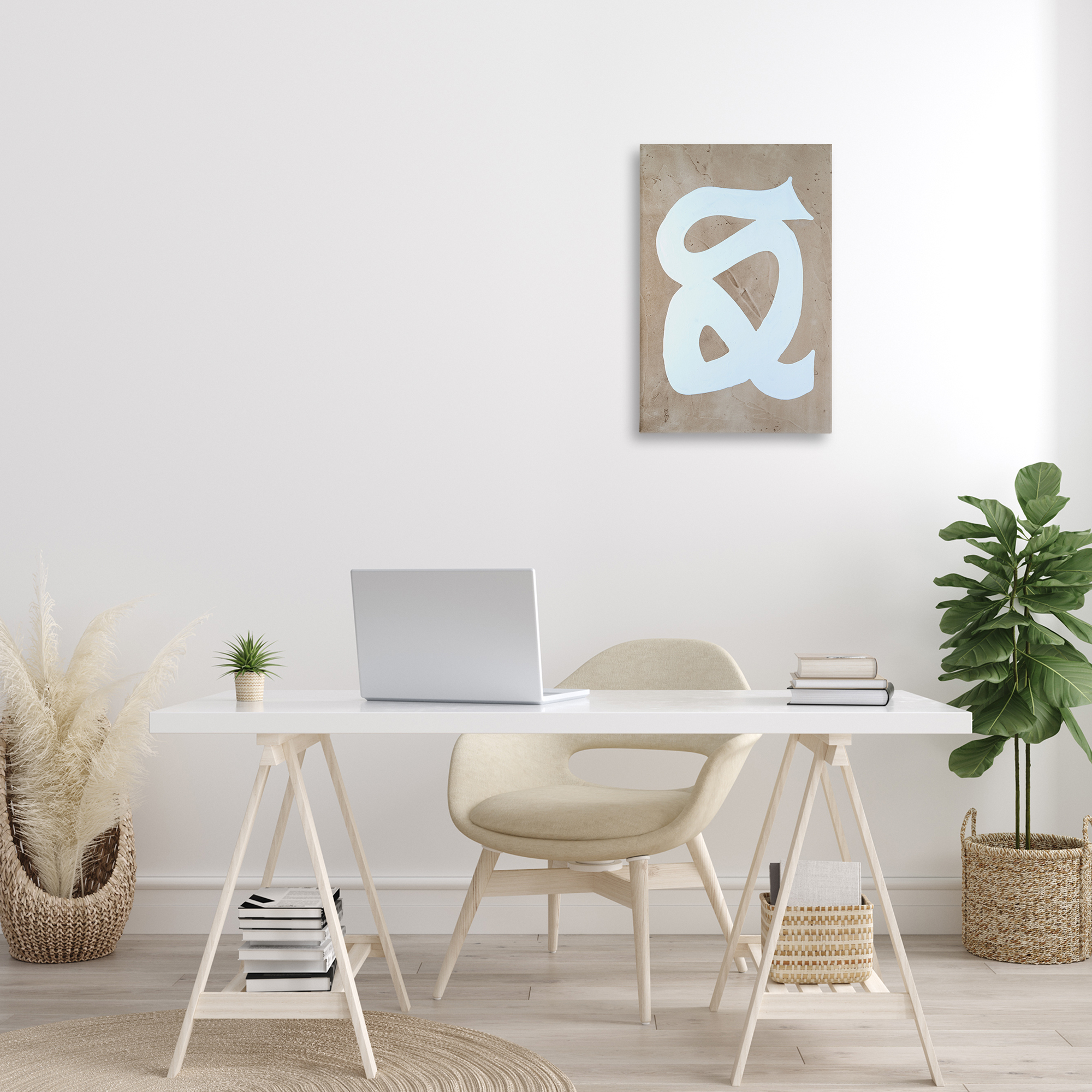 Stupell Industries Modern Swirl on Beige Abstract Painting Gallery Wrapped Canvas Art Print Wall Art, 16 x 24