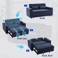 thumbnail image 5 of NEW Modern Pull-Out Sofa Bed with 3 Reclining Positions – Compact 61.4 Inch Loveseat Sofa Bed, Side Pockets & Cup Holders, Eucalyptus Wood Frame Chenille Upholstery, 5 of 7