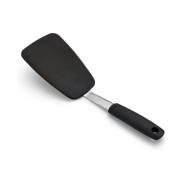 Good Handles Espátula de silicona flexible grande Espátula de cocina antiadherente y silicona resistente al calor, acero inoxidable, negro Snngv