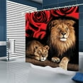 thumbnail image 6 of 4 Pcs Bathroom Shower Curtain Set,Red Rose and Lion Shower Curtain Valentine's Day Shower Curtain Sets with Rugs(Bath Mat,U Shape and Toilet Lid Cover Mat) and 12 Hooks, 6 of 8