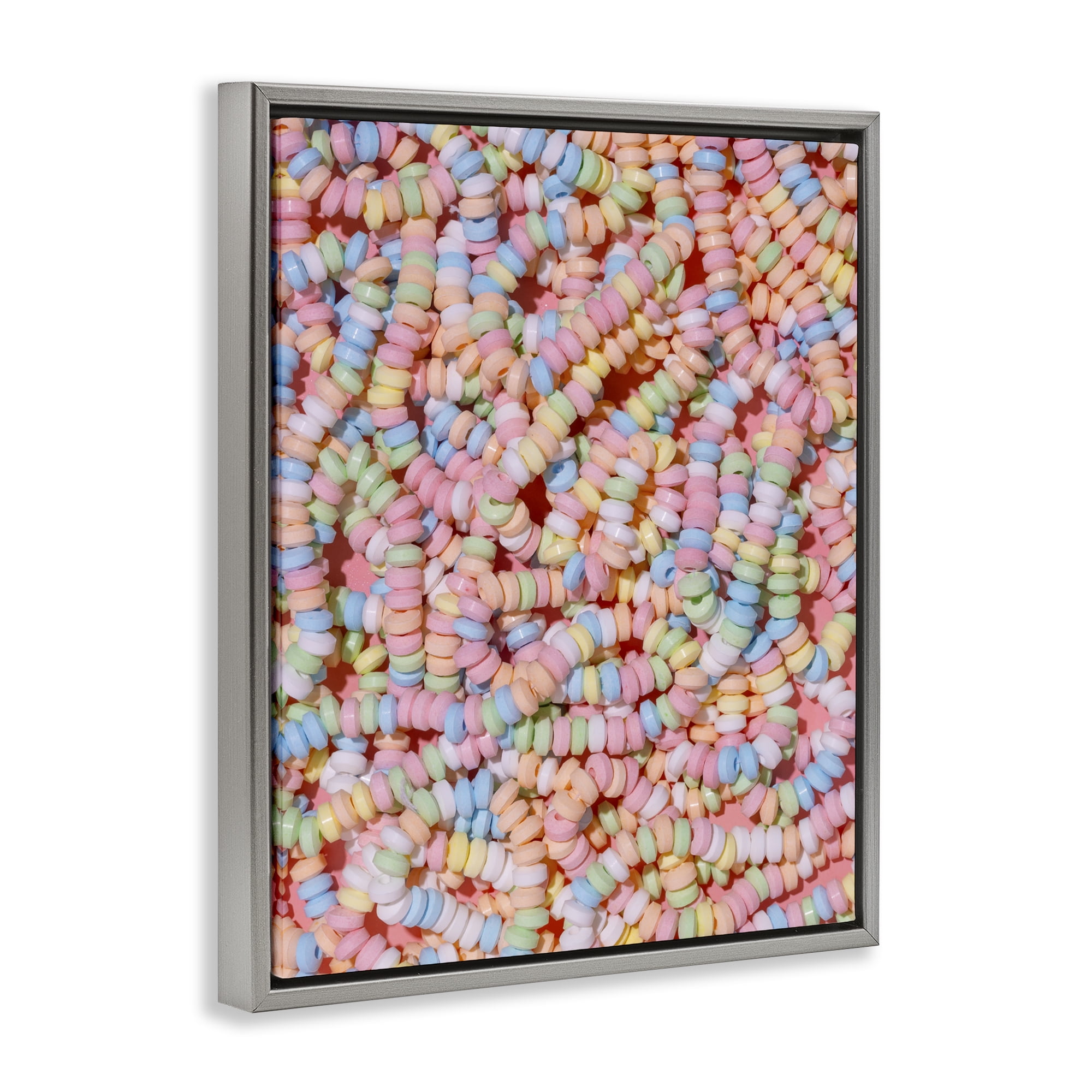 Stupell Industries Pastel Candy Necklace Gray Framed Floater Canvas Wall Art, design by LISH Creative