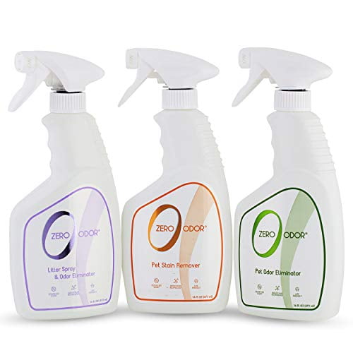 Zero Odor Pet Odor Eliminator Spray Kit with Litter Box Deodorizer and