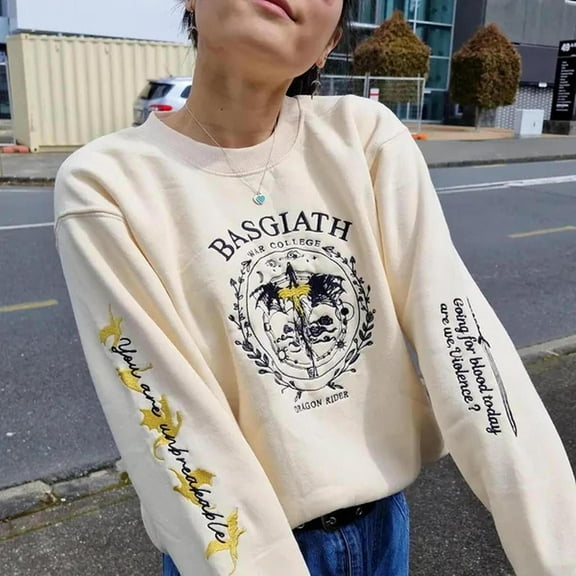 BASGIATH Fourth Wing Embroidered Sweatshirt, Custom Basgiath War College, Dragon Rider,Violet Sorrengail Quadrant
