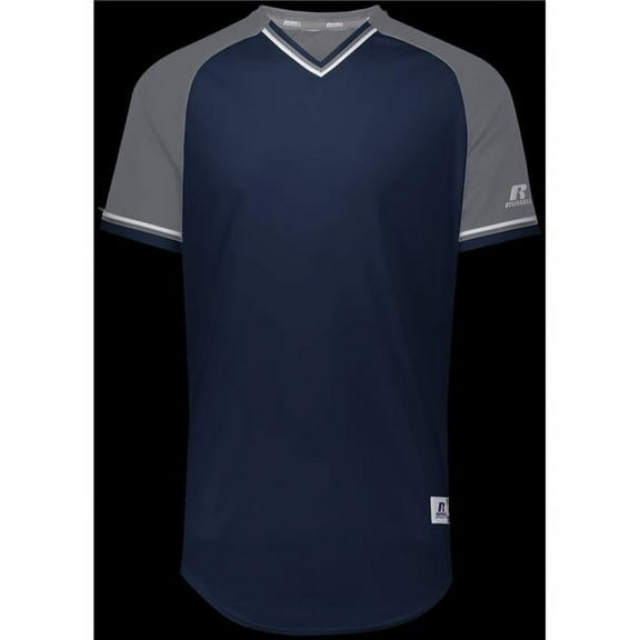 Russell Adult Classic V-Neck Jersey - Navy, Steel & White - Medium