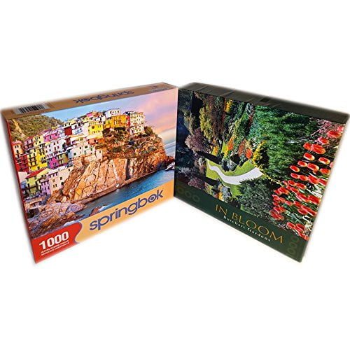 Springbok "Cliff Hangers" & "In Bloom" 1000 Piece Puzzle Set of 2 Gift