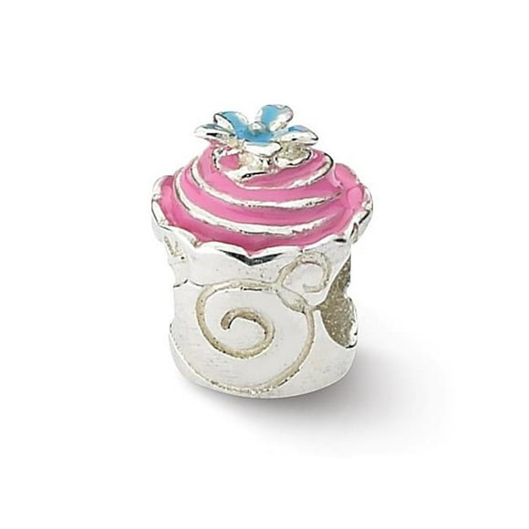 Perles de Réflexion QRS1881 Argent Sterling Rose Émaillé Cupcake Perle