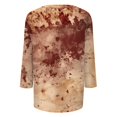 thumbnail image 7 of WTOBBY Women's Vintage Halloween Print V-Neck 3/4 Sleeve Casual Top Loose Fit Blouse Tee for Fall Festivities and Daily Fashion Wear,Beige L, 7 of 7