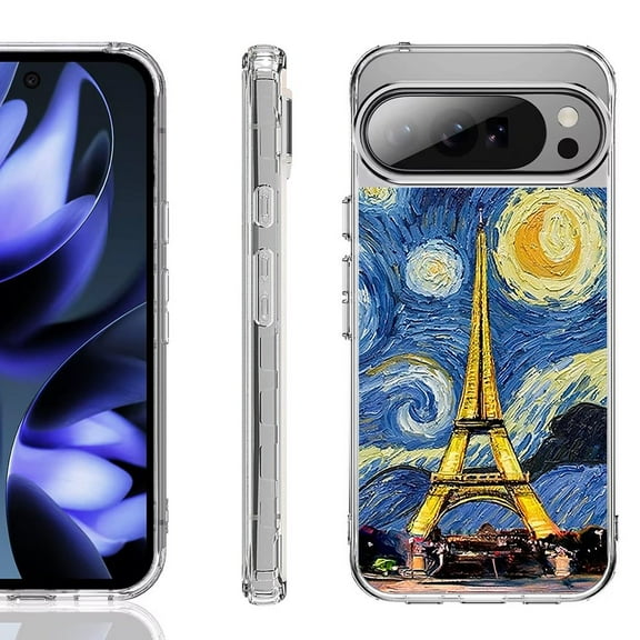 For Google Pixel 10 / 10 Pro Shockproof Phone Case, by OneToughShield - Starry Night Eiffel