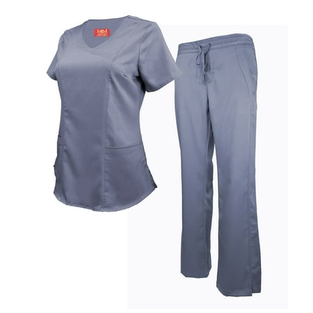 

M&M SCRUBS Stretch Junior Mock Wrap Medical Scrub set 8118 9120