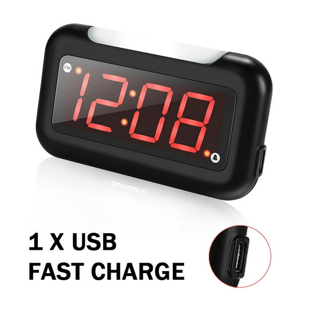 Reloj despertador con numeros grandes luz nocturna facil de leer reloj digital de brillo completo alarma de sonido de 2 niveles puerto de carga USB formato de 12 horas repeticion de 9