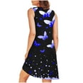 thumbnail image 3 of Oplxuo Pleated Summer Dress for Women Trendy Butterfly Printed Casual Crewneck Sleeveless A-Line Swing Beach Dress with Pockets, 3 of 4