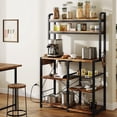 thumbnail image 3 of IDEALHOUSE Bakers Rack with Power Outlet, Coffee Bar with Wire Drawer,  Microwave Stand, Kitchen Buffet Table with Large Storage, 6-Tier Kitchen Storage Rack with Hutch, Rustic Brown, 3 of 8