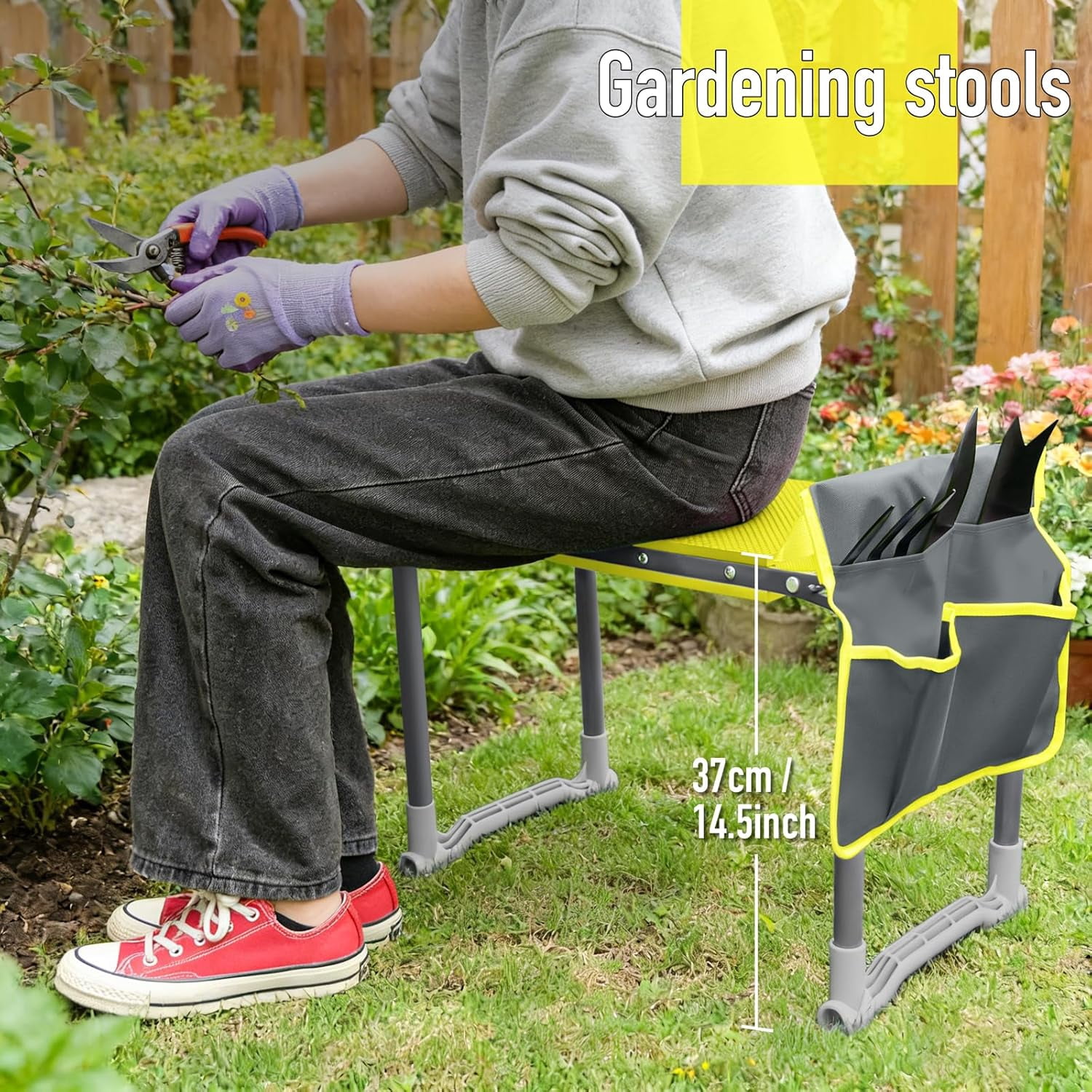 Folding Garden Stool and Kneeler, Heavy Duty Garden Kneeler and Seat, Kneeling Device for Gardening, Gardeners and Seniors (Purple)