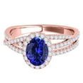 thumbnail image 2 of Aonejewelry 1.15 Ct. Ttw Halo Diamond and Oval Shape Tanzanite Ring In 10k Rose Gold, 2 of 4