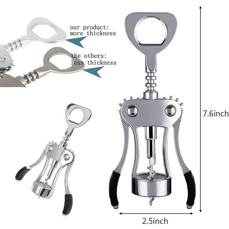 Prep Solutions Chrome Plated Winged Corkscrew & Bottle Opener, Size: 2.56 inch x 1.5 inch x 7.68 inch, Silver