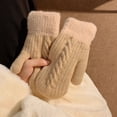 thumbnail image 2 of Otqutp Sports&nbsp;Teen Girls Comfortable Gloves Women Men Cold Weather Gloves Winter Gloves Mittens Thick Thermal Plush Mittens Warm Convertible Fingerless Gloves(Khaki,One Size), 2 of 5