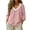 Pink, variant on Womens T shirt 3/4 Sleeve Summer Tops V Neck Lace Trim Blouses Soft Cotton Linen Solid Color Tops Trendy Retro Autumn clothes Embroideried Pretty Outfits