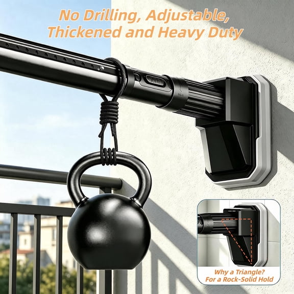 OFFIGAM 39 to 157 inch Tension Curtain Rod Heavy Duty No Drill Adjustable Rod Matte Black for Room Patio Closet