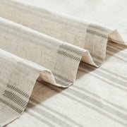 Curtainking Striped Kitchen Curtains Linen Cafe Curtains Semi-Sheer Farmhouse Tier Curtains 26x36 inch 2 Panels Short Curtains Rod Pocket Grey on Beige