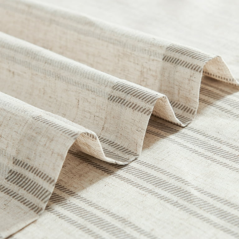 Curtainking Striped Semi-Sheer Kitchen Curtains, Linen Cafe Curtainking Striped Semi-Sheer Kitchen Curtains, Linen Cafe