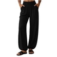 thumbnail image 3 of Lutiedan Joggers Pants for Women Wide Leg Baggy Athletic Pants High Waisted Casual Trendy Workout Pants with Pocket S-XXL, 3 of 8