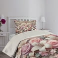 thumbnail image 2 of Ambesonne Romantic Quilted Coverlet 2 Pcs, Pastel Love Garden Flowers, Twin Size, Pale Pink Peach and Lilac, 2 of 4
