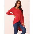 thumbnail image 2 of DARING DIVA Women's High Low Hem Long Sleeve Blouses S Red, 2 of 6